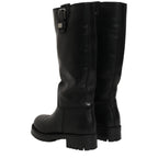 Dolce & Gabbana Black Leather Buckle Detail Mid Calf Boots Shoes
