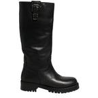 Dolce & Gabbana Black Leather Buckle Detail Mid Calf Boots Shoes