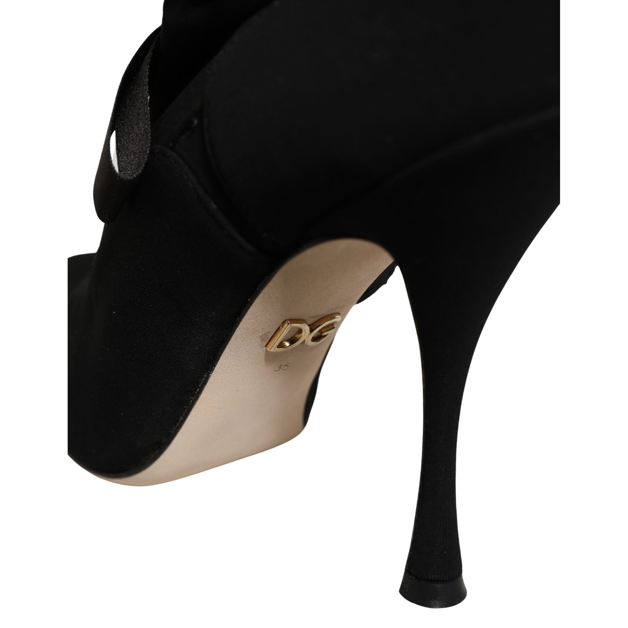 Dolce & Gabbana Black Stiletto Heels Mid Calf Boots Shoes