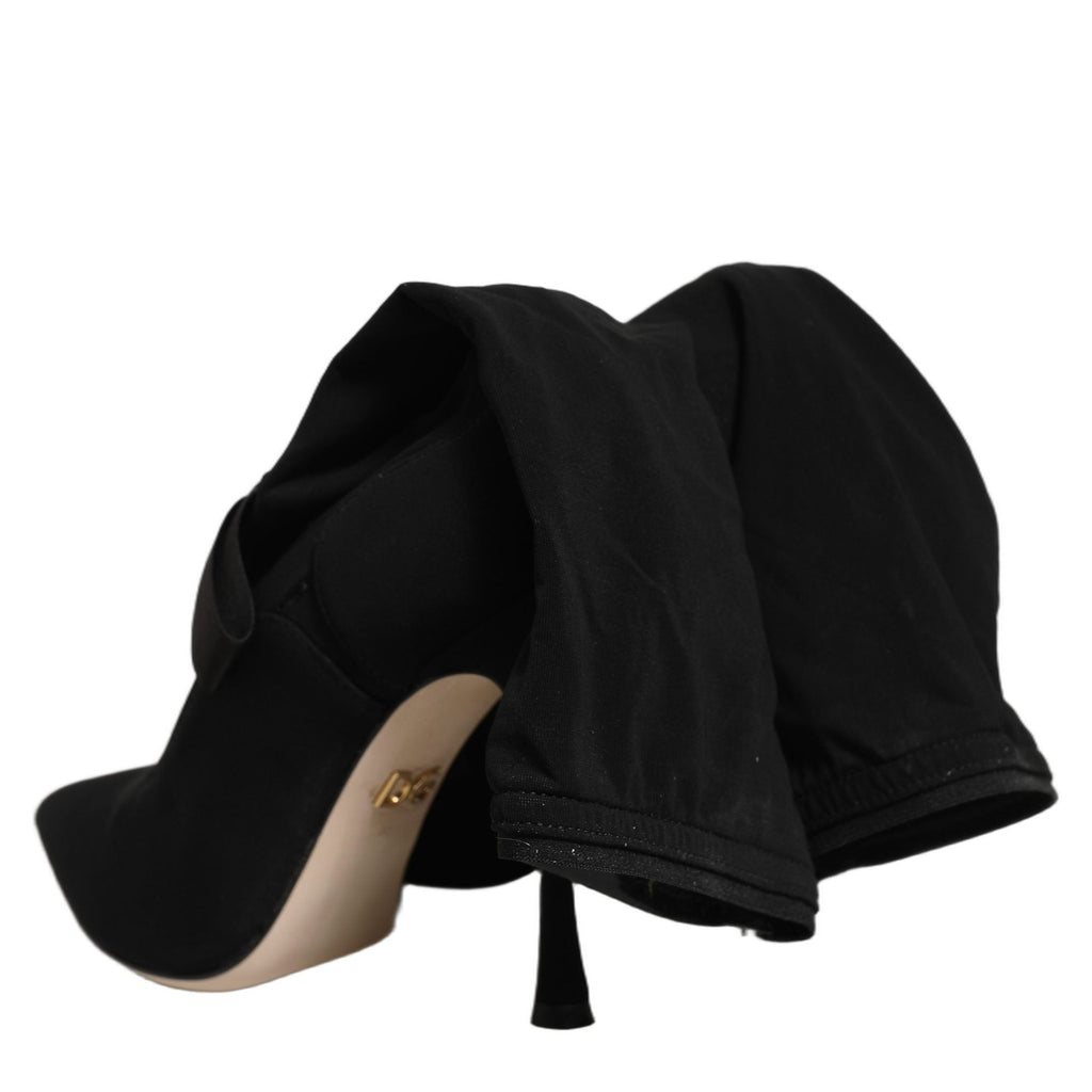 Dolce & Gabbana Black Stiletto Heels Mid Calf Boots Shoes