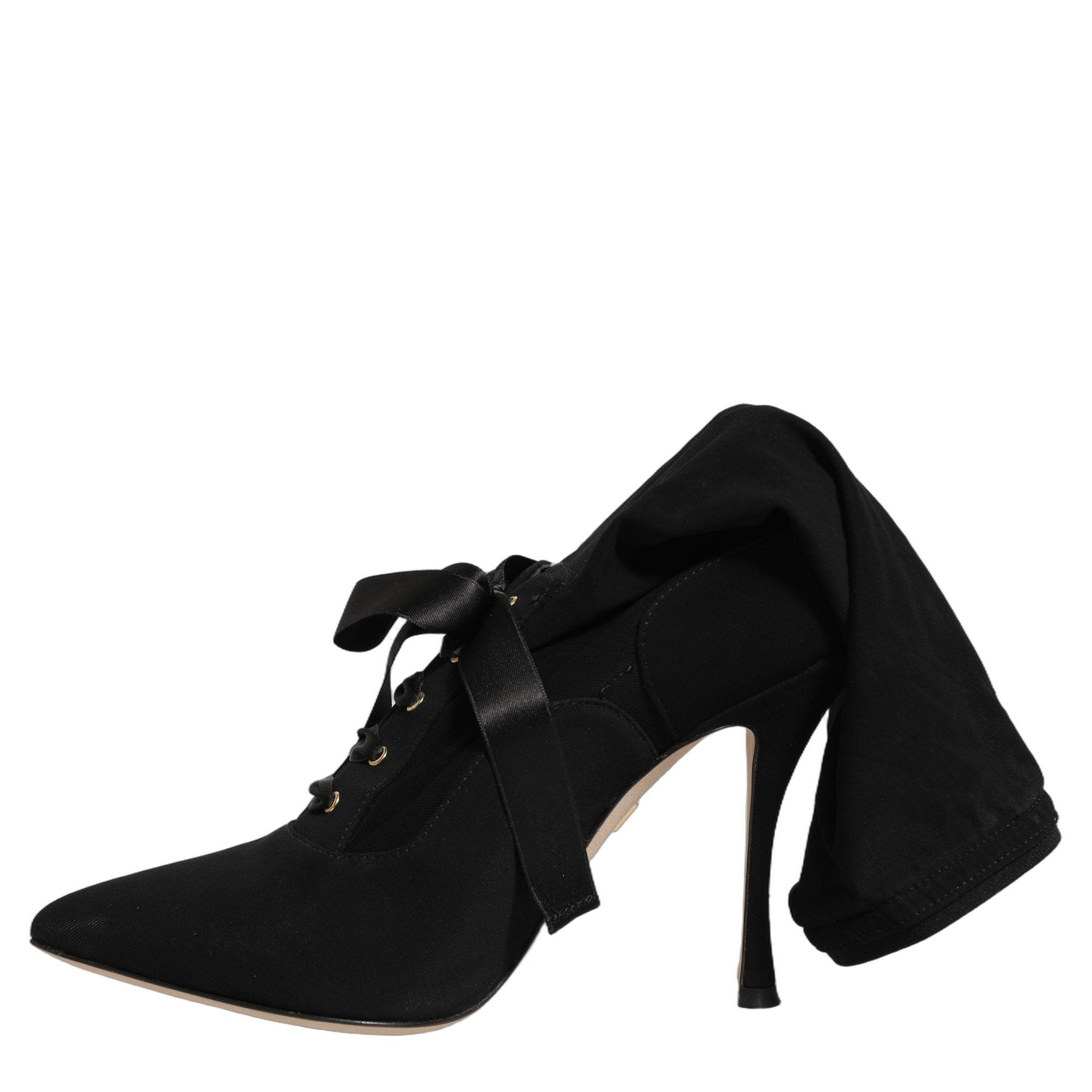 Dolce & Gabbana Black Stiletto Heels Mid Calf Boots Shoes