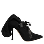 Dolce & Gabbana Black Stiletto Heels Mid Calf Boots Shoes