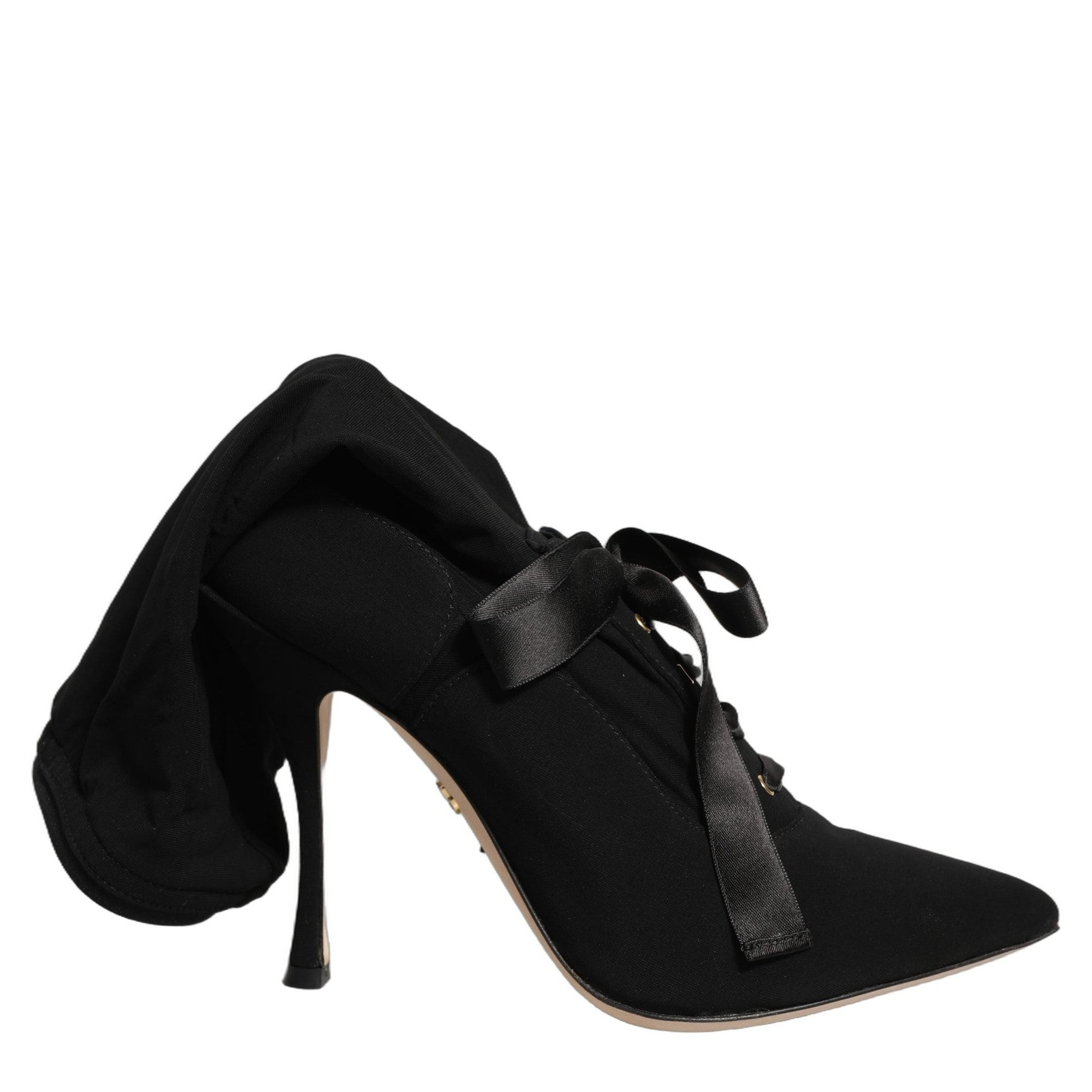 Dolce & Gabbana Black Stiletto Heels Mid Calf Boots Shoes