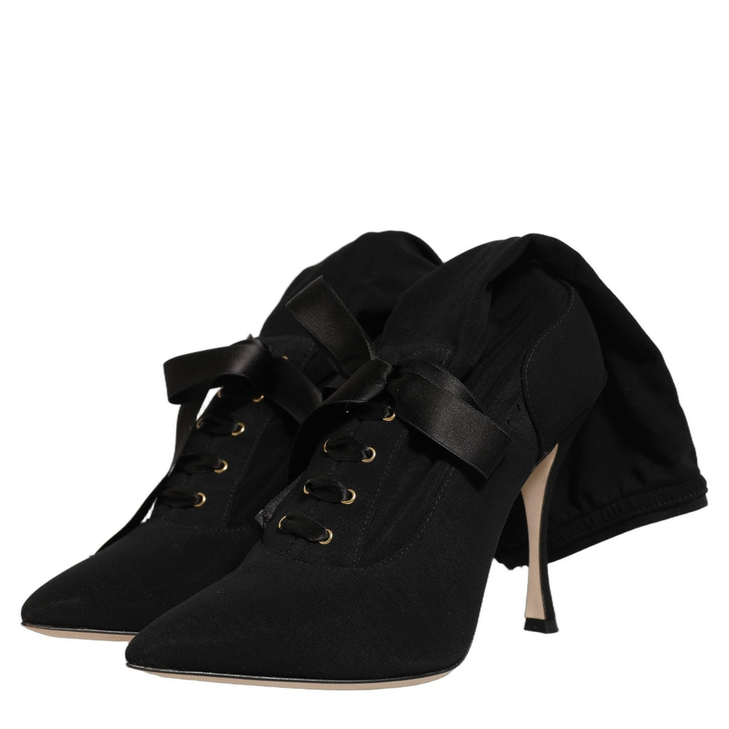 Dolce & Gabbana Black Stiletto Heels Mid Calf Boots Shoes