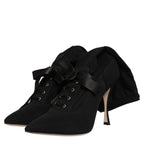 Dolce & Gabbana Black Stiletto Heels Mid Calf Boots Shoes