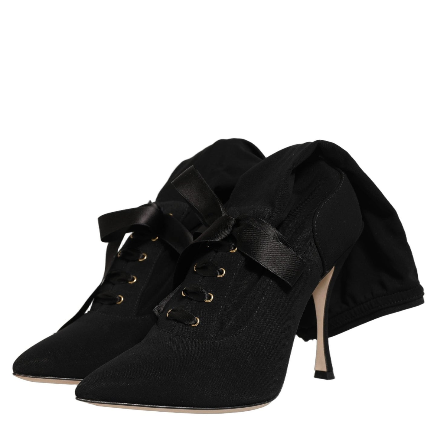 Dolce & Gabbana Black Stiletto Heels Mid Calf Boots Shoes