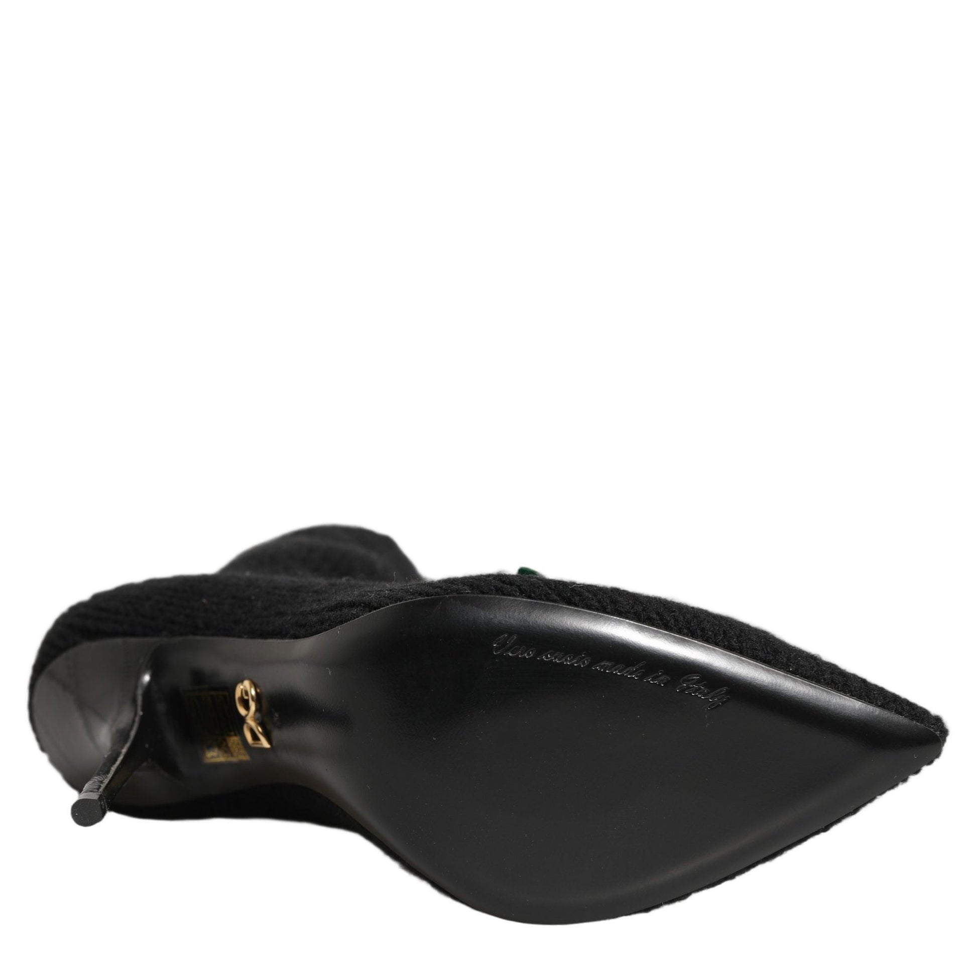 Dolce & Gabbana Black Stiletto Heels Mid Calf Boots Shoes