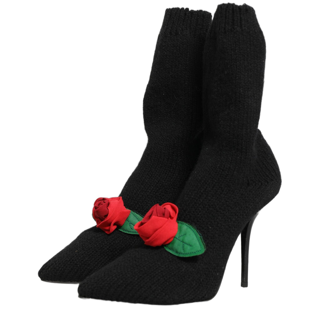 Dolce & Gabbana Black Stiletto Heels Mid Calf Boots Shoes