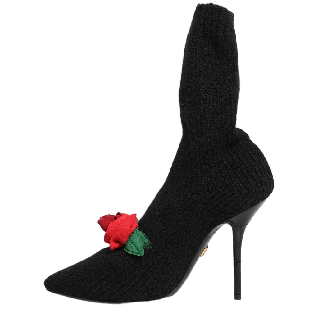Dolce & Gabbana Black Stiletto Heels Mid Calf Boots Shoes