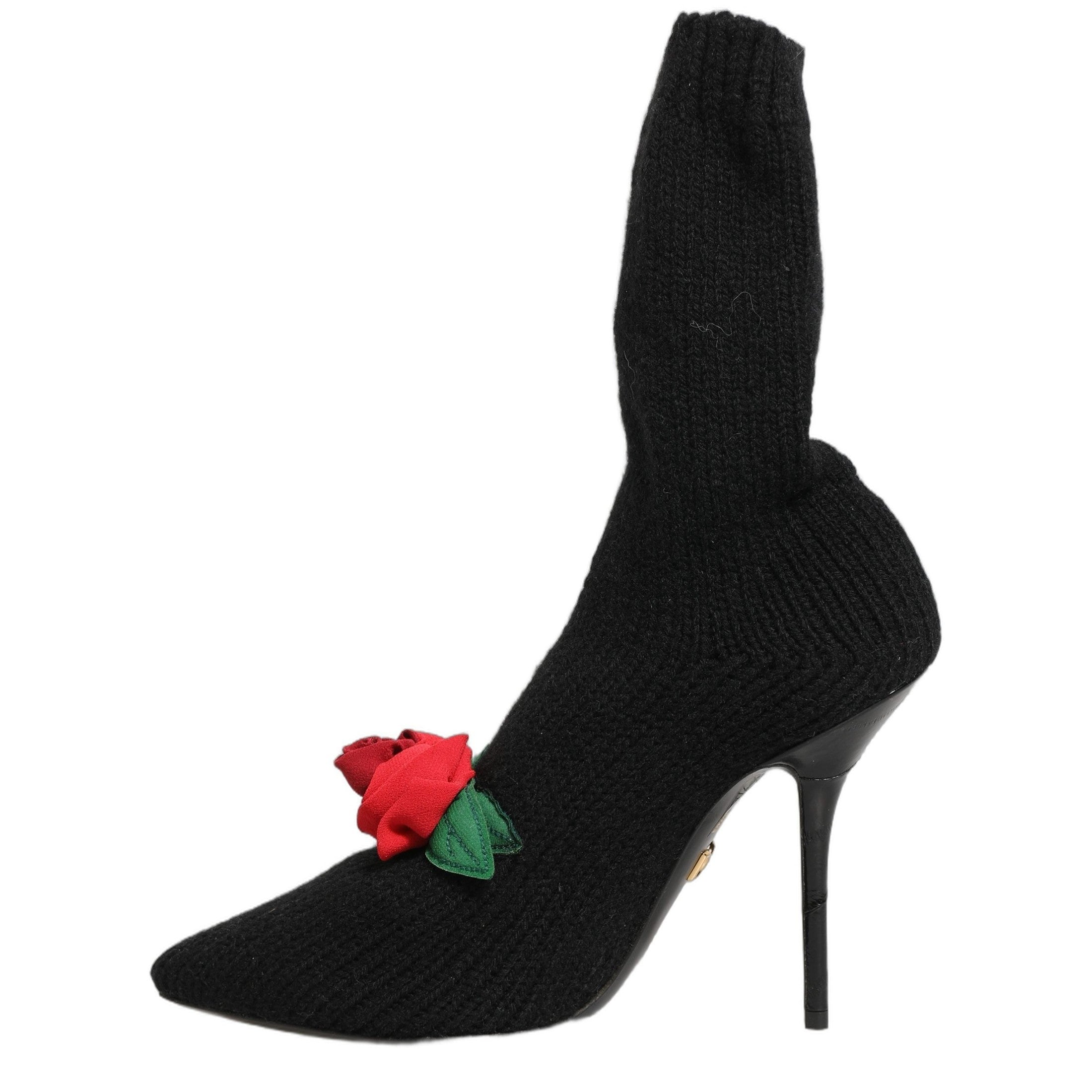 Dolce & Gabbana Black Stiletto Heels Mid Calf Boots Shoes