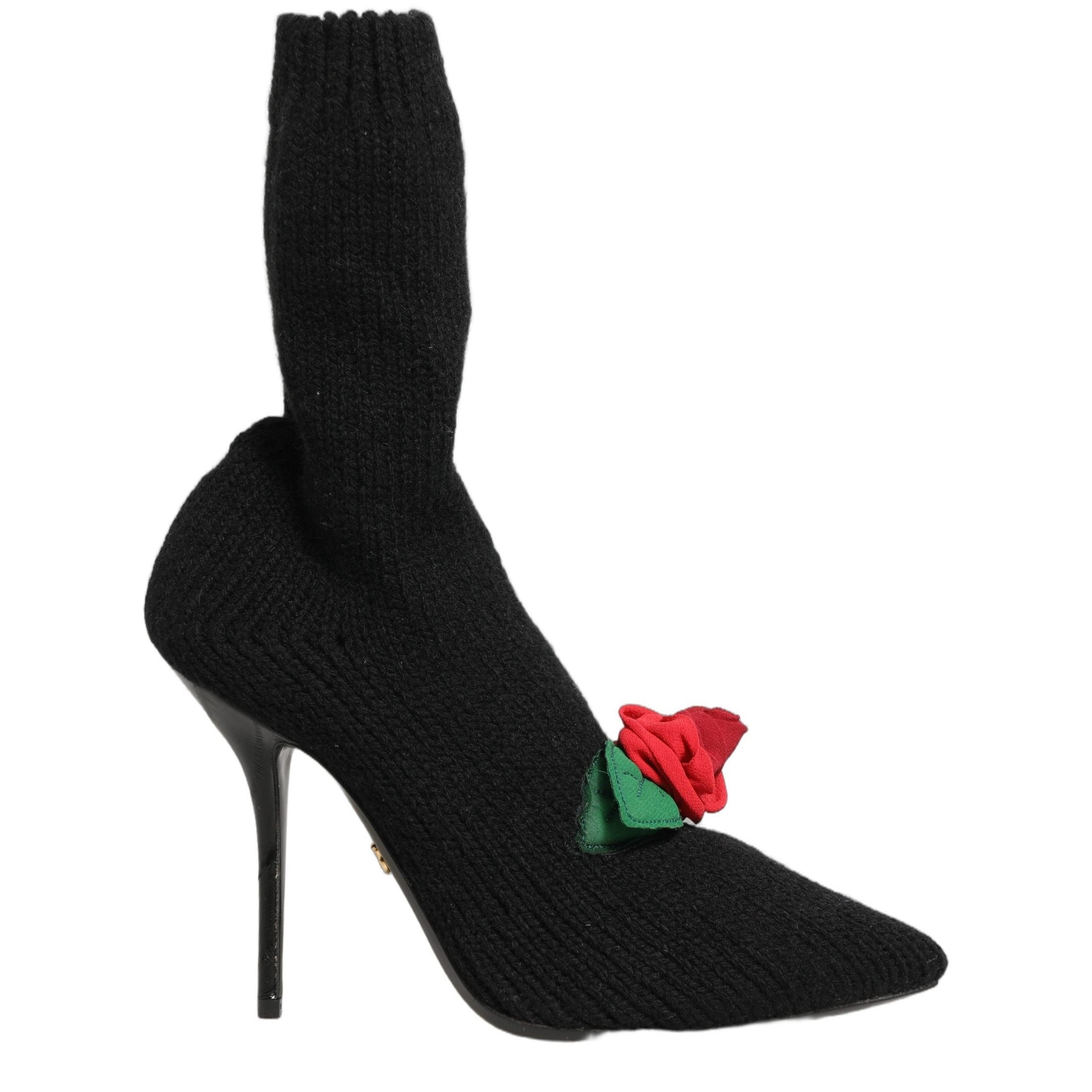 Dolce & Gabbana Black Stiletto Heels Mid Calf Boots Shoes