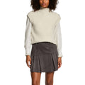 Beige polyester sleeveless sweater by Morgan De Toi, showcasing its soft fabric and stylish sleeveless design.