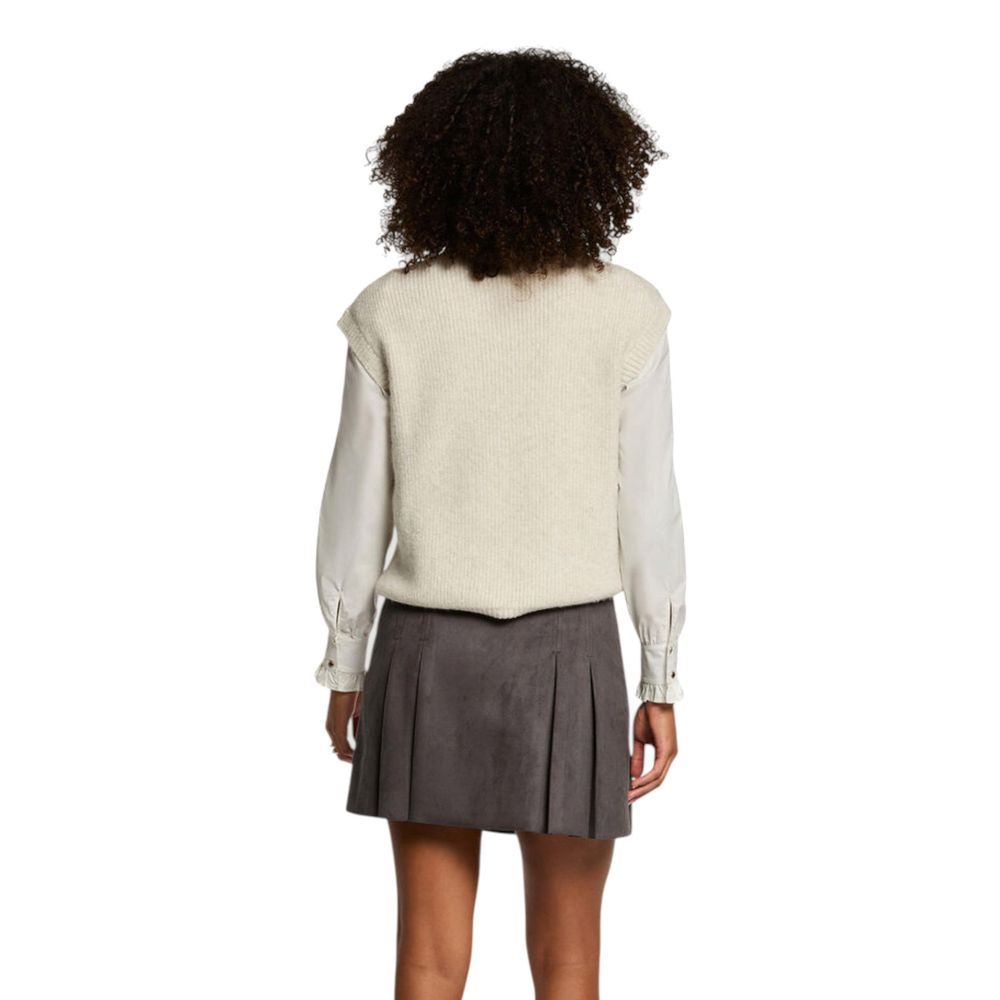 Morgan De Toi Beige Polyester Sleeveles Sweater Morgan De Toi