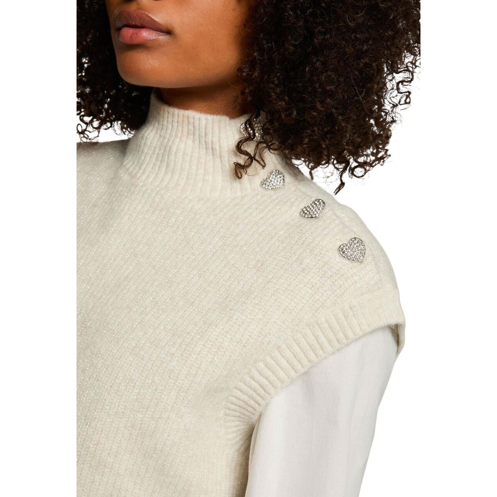 Morgan De Toi Beige Polyester Sleeveles Sweater Morgan De Toi