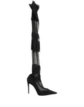 Dolce & Gabbana black over-the-knee sock pumps boots with sleek design and pointed heels, stylish footwear for women.