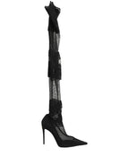 Dolce & Gabbana black over-the-knee sock pumps boots with sleek design and pointed heels, stylish footwear for women.