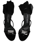 Dolce & Gabbana Stiletto Sandals Socks Knee High Boots Black