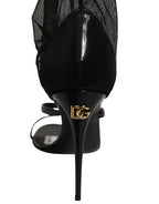 Dolce & Gabbana Stiletto Sandals Socks Knee High Boots Black