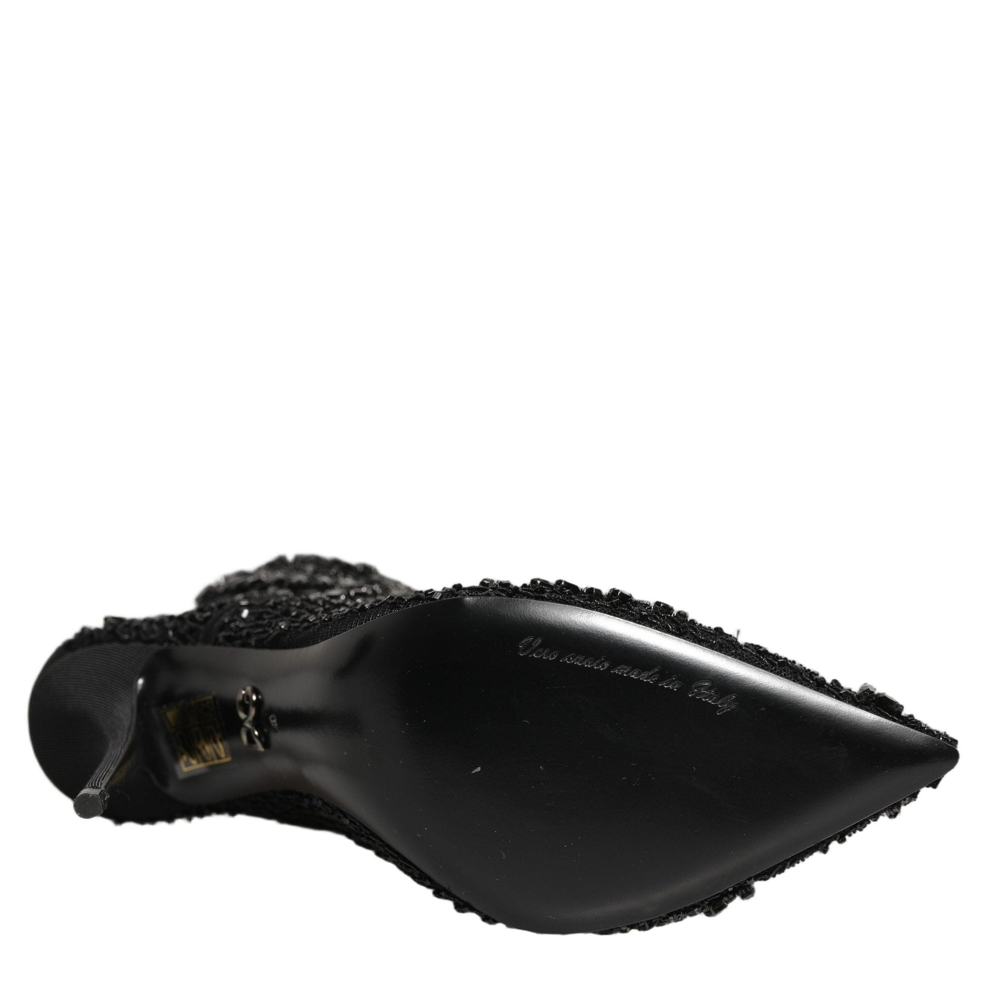 Dolce & Gabbana Black Embellished Mesh Ankle Boots Shoes