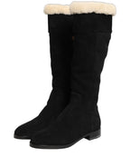 Dolce & Gabbana Suede Leather Knee High Boots Black