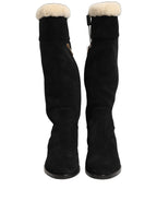 Dolce & Gabbana Suede Leather Knee High Boots Black