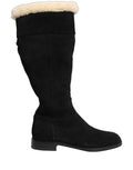 Black Dolce & Gabbana suede leather knee-high boots with sleek design and pointed toes.