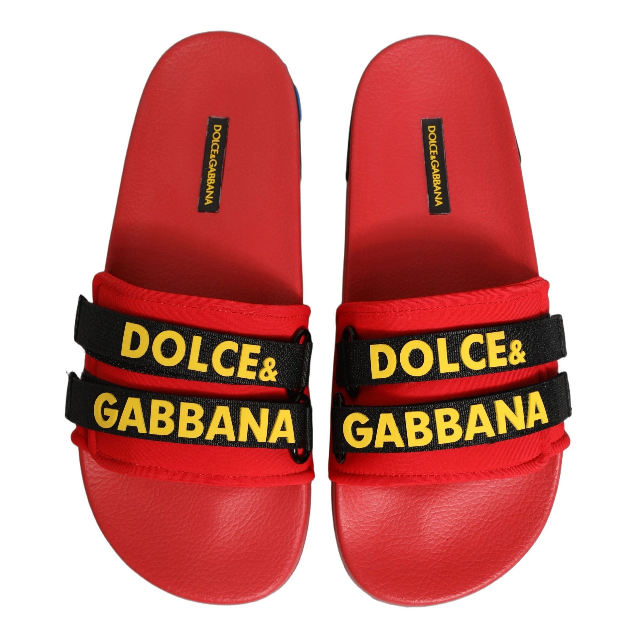Dolce & Gabbana Red Neoprene Slides Flats Beachwear Shoes