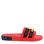 Dolce & Gabbana Red Neoprene Slides Flats Beachwear Shoes