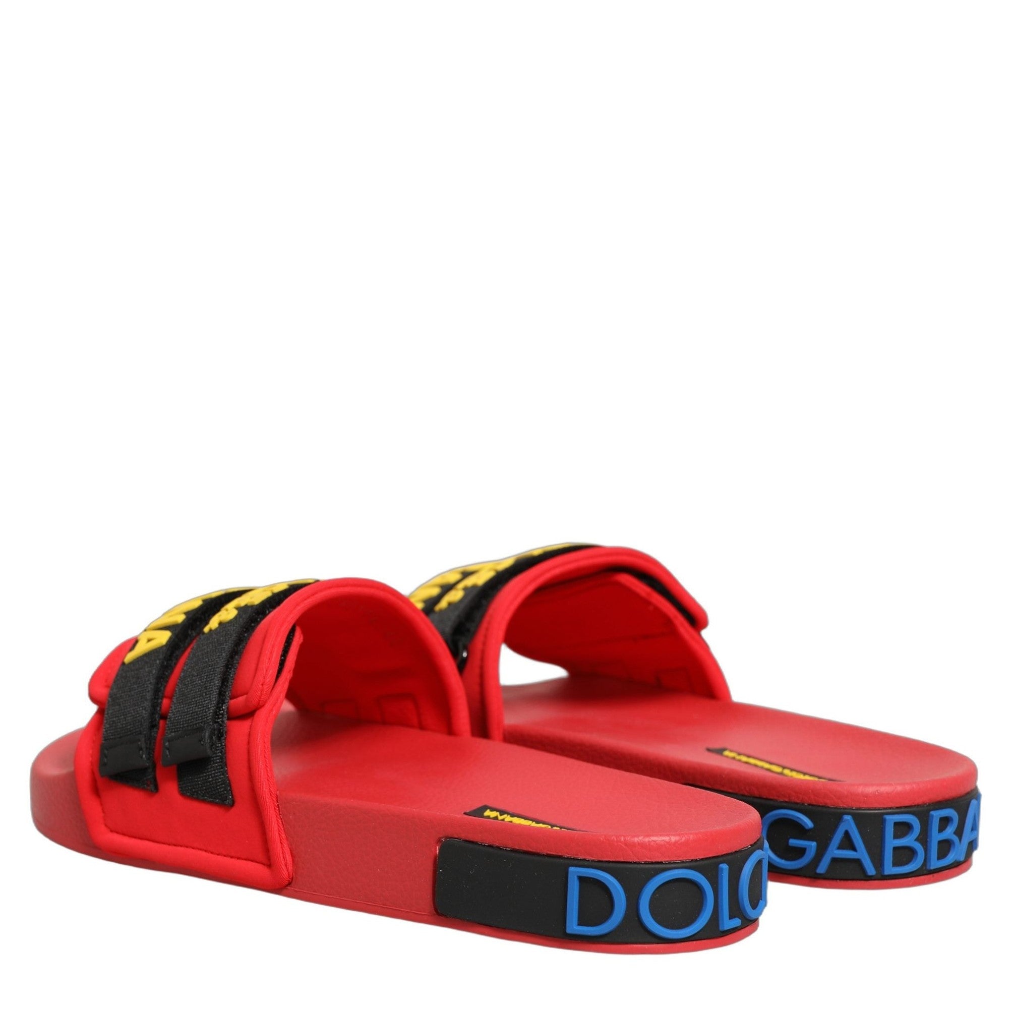 Dolce & Gabbana Red Neoprene Slides Flats Beachwear Shoes