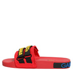 Dolce & Gabbana Red Neoprene Slides Flats Beachwear Shoes
