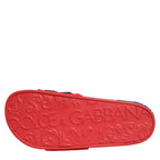 Dolce & Gabbana Red Neoprene Slides Flats Beachwear Shoes