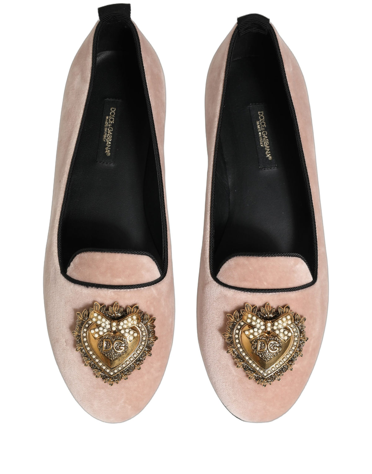 Pink velvet Dolce & Gabbana Devotion loafers with a sleek slip-on design and elegant detailing, perfect for stylish casual wear.