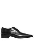 Dolce & Gabbana black leather lace-up derby dress shoes with sleek design and polished finish.