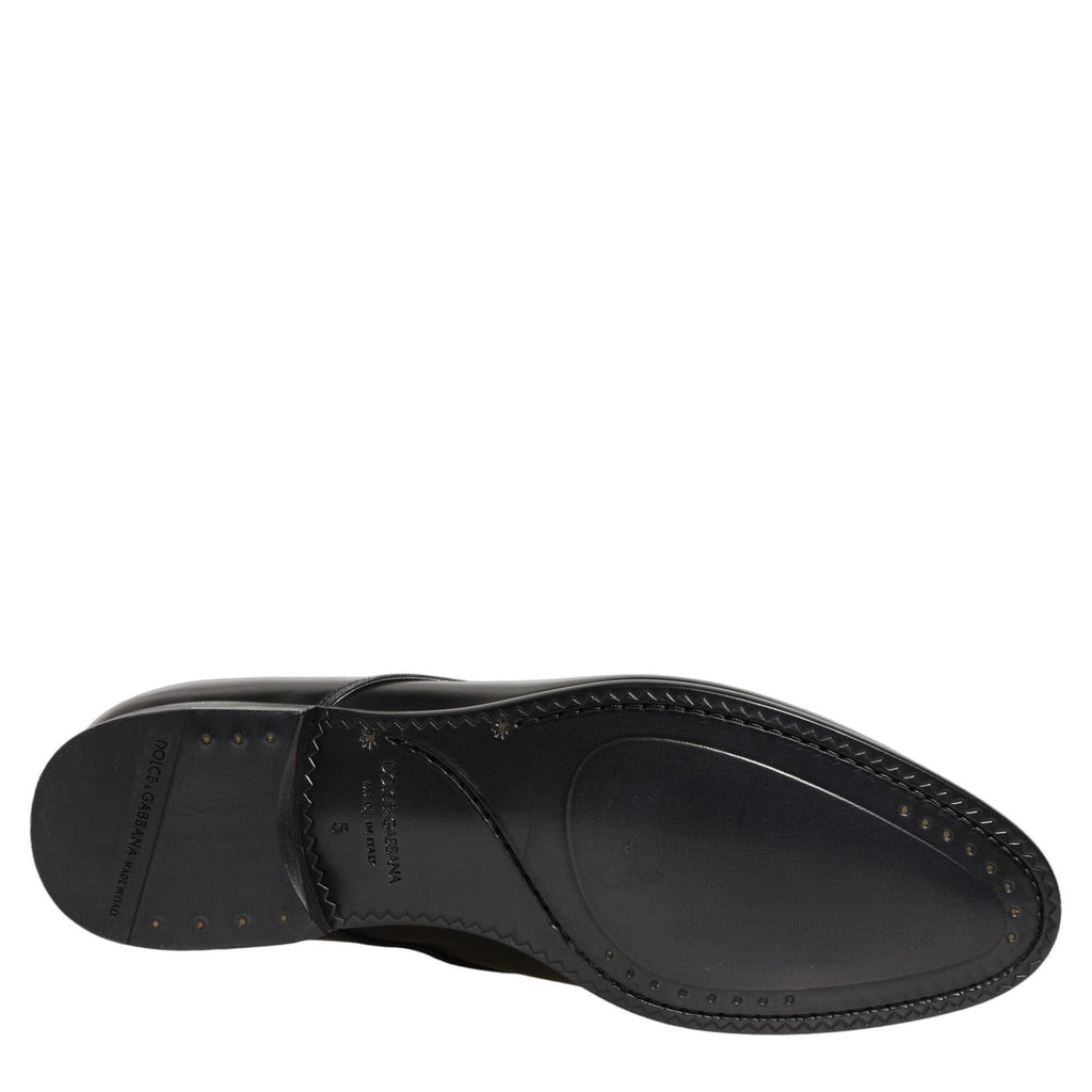 Dolce & Gabbana Black Leather Lace Up Derby Dress Shoes
