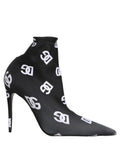Dolce & Gabbana Black Logo Stretch Heels Ankle Boots Shoes - Eljoys Fashion 