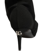 Dolce & Gabbana Black Stretch Socks Heels Ankle Boots Shoes