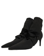 Dolce & Gabbana Black Stretch Socks Heels Ankle Boots Shoes
