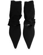 Dolce & Gabbana Black Stretch Socks Heels Ankle Boots Shoes