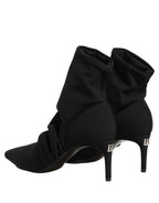 Dolce & Gabbana Black Stretch Socks Heels Ankle Boots Shoes