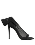 Dolce & Gabbana black nylon mesh sock-style boots with sleek design and lace-up detail, showcasing modern fashion footwear.
