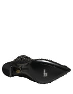 Dolce & Gabbana Black Embellished Mesh Ankle Boots Shoes