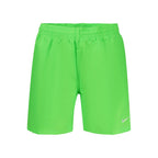 Nike men's green polyester swim boxer shorts with an elastic waistband and Nike logo detail.