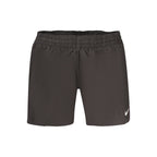 Nike men's Nero polyester swimwear shorts with Nike logo, black color, and elastic waistband.
