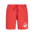 Nike red polyester men's swimwear with adjustable waistband and sporty design, suitable for swimming and beach activities.