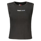 Black cotton women's tank top by Tommy Hilfiger, featuring a sleeveless design and classic logo accents.