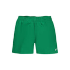 Nike green polyester men's swimwear shorts with an elastic waistband and sporty design, suitable for swimming and beach activities.