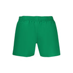 Nike green polyester men's swimwear with a fitted design and elastic waistband, suitable for swimming and beach activities.