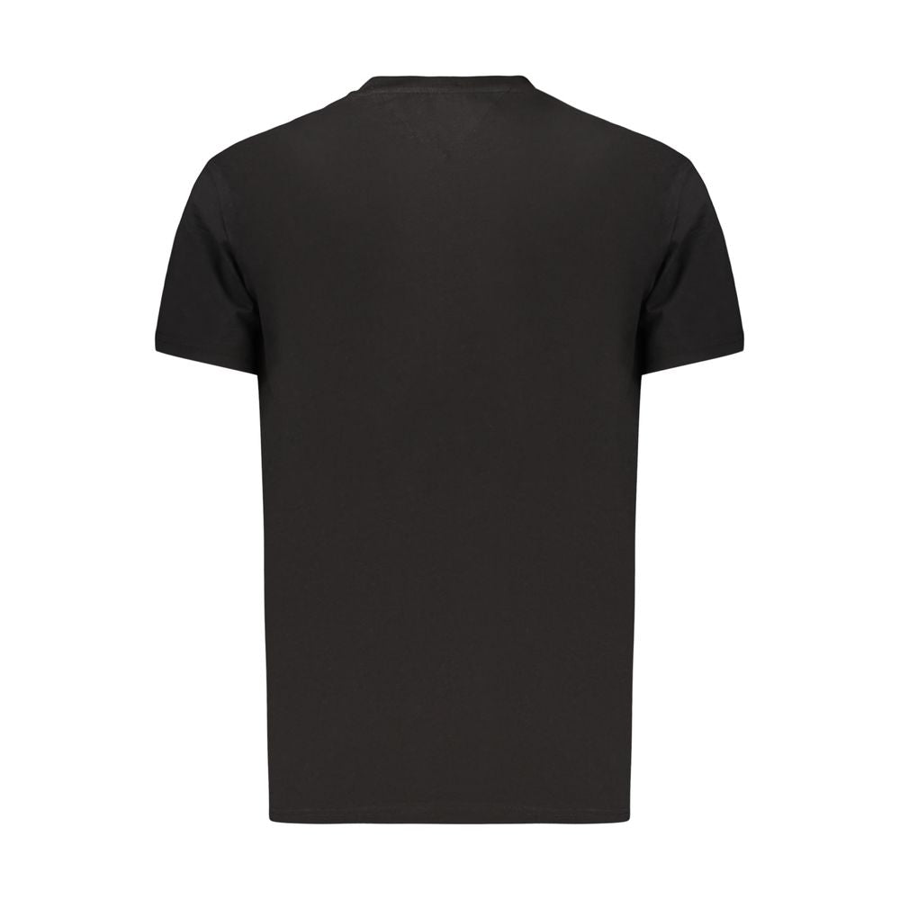 Black cotton men's T-shirt by Tommy Hilfiger with a classic fit and logo detail on the front.