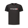 Black cotton men's T-shirt by Tommy Hilfiger with classic fit and branding on the chest, displayed flat on a white background.