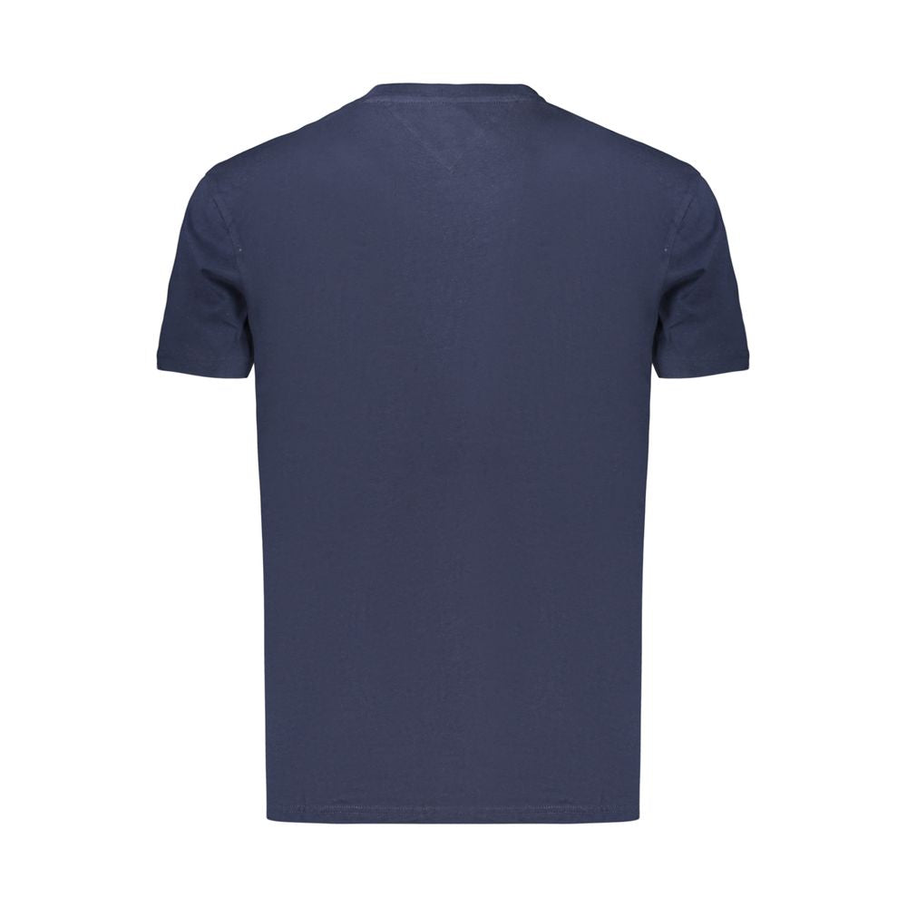 Tommy Hilfiger men's blue cotton T-shirt with crew neckline and brand logo detail on front.